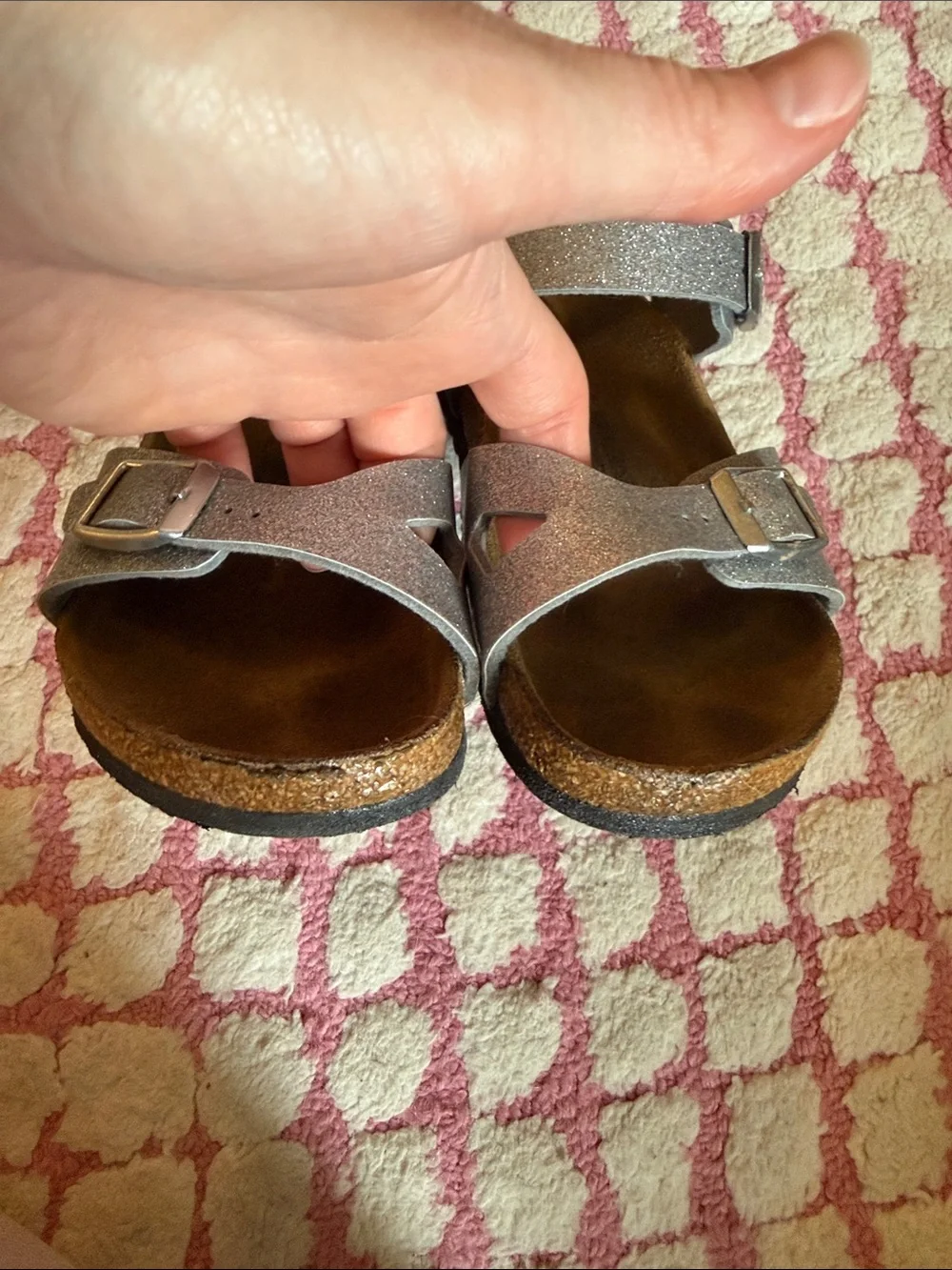 Birkenstock Kids Glitter Buckle Sandals - Silver Sparkle